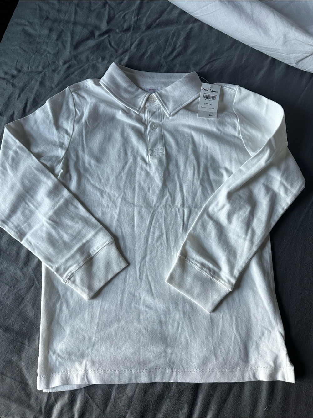 Hanna Andersson White Long-Sleeve Polo Top